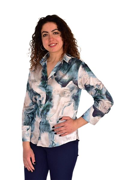 BAGLAN Women's Satin Long Sleeve Shirt Bgl-St04211
