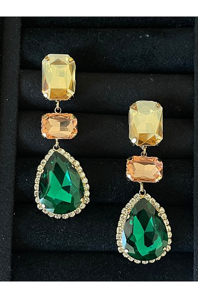 Rupen Kraft Shiny zircon stone big size design evening earrings