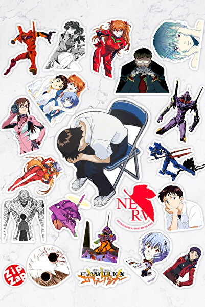 ZipZap Neon Genesis Evangelion Shinseiki Evangelion Anime Yapışkanlı Folyo Sticker Paketi (20 ADET)