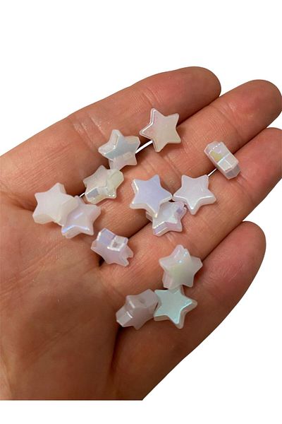 312 KONSEPT 100 Pieces of Janjanlı White Acrylic Star Beads 10 mm