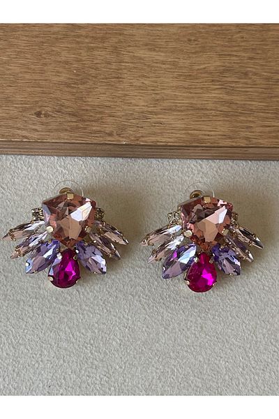 Rupen Kraft Moire Shiny Stone Trend Design Earrings Evening Dress Earrings