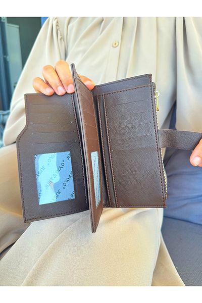 Just Polo Women's Brown Multi-Eye Wallet with Coin and Card Compartments