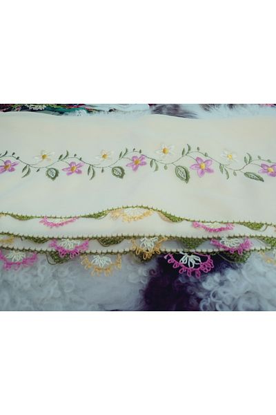 hoaryage Handmade Embroidery Embroidered Needle Embroidered Prayer Cover Dowry Holder Mevlit Hijab Crepe Fabric 145X75 cm