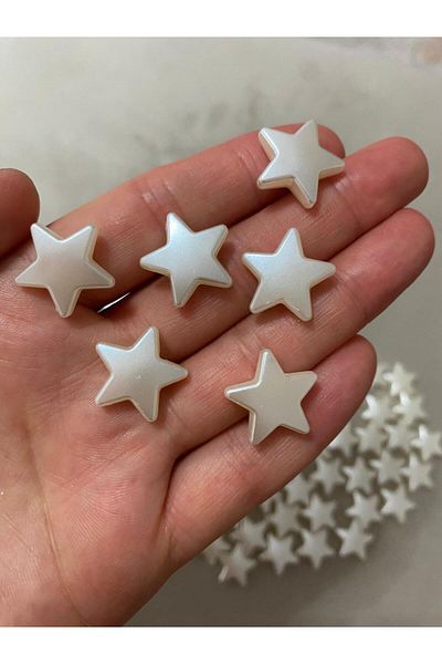 312 KONSEPT 30 Pieces Large Size White Pearl Looking Star Plastic Acrylic Beads