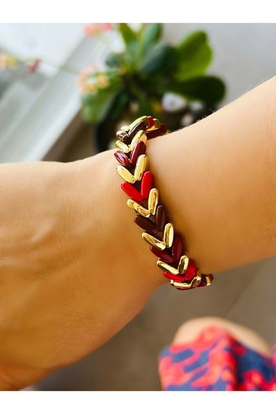 ACAR TAKI Red Color V Bracelet with Flexible Miscinel Acr5686