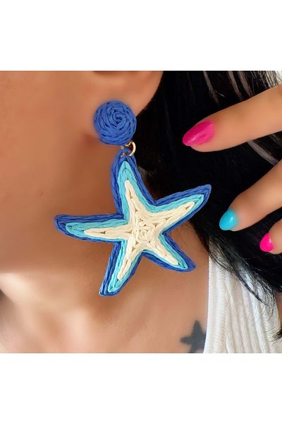 ACAR TAKI Blue Star Straw Earrings Acr5683