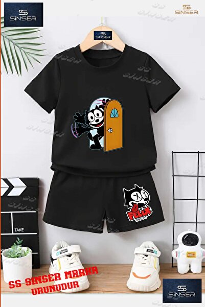 SS SİNSER Tricou cu gât rotund cu imprimeu special „felix Cat Behind the Door...