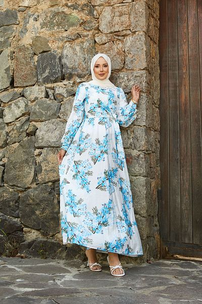 EBRUTESETTÜR Side Tie Floral Pattern Modal Dress