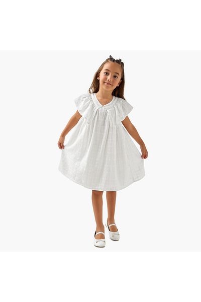 Juniors Checked Sleeveless Dress with Ruffle Detail