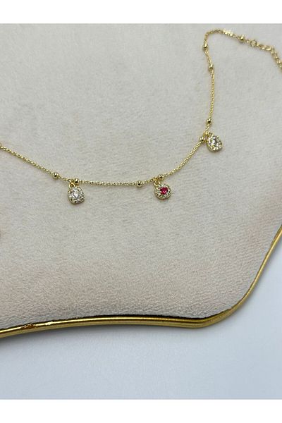 MyladyAccessoriess Baguette Stone Detail Steel Anklet Green