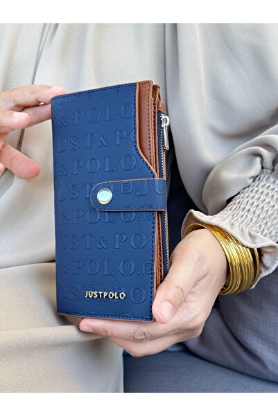 Just Polo Women's Dark Blue Multi-Eye Wallet with Coin and Card Compartments