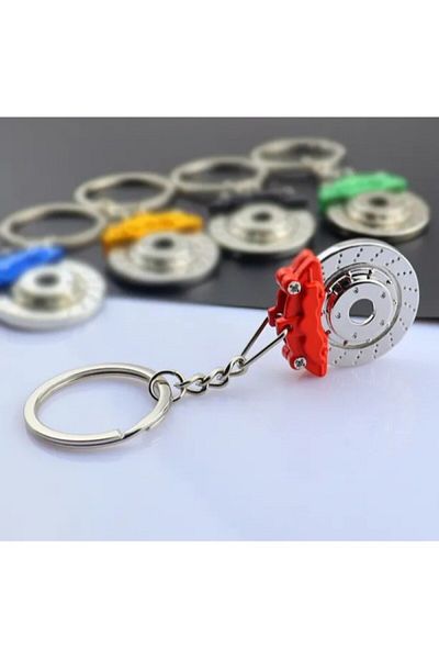 ANI OFİS KIRTASİYE A K Car Brake Disc Keychain – Metal, Colorful Caliper, Sports Car Accessory