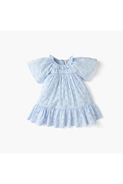 giggles All-Over Schiffili Embroidered Dress with Flared Sleeves and Bloomer