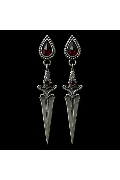 TChicora Kırmızı Taşlı Kılıç Bladelet Küpe