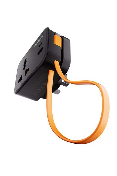 porodo مقبس حائط عالمي مع كابل USB-C مدمج بطول 30 سم، 20 واط PD، 18 واط QC
