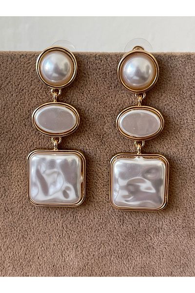 Rupen Kraft Long Dangle Pearl Design Large Size Evening Dress Earrings