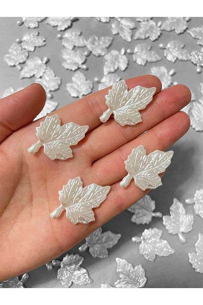 312 KONSEPT 20 Pcs White Pearlescent Leaf 35 mm Acrylic Beads