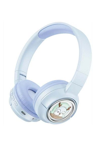 porodo Soundtec Moose Wireless Kids Headphones with LED Lights, 40mm Speaker, 20 Hours Play Time, Bl