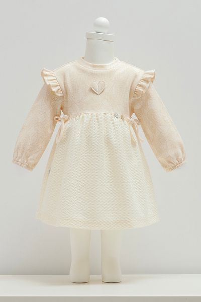Caramell 100% Cotton Baby Girl Dress with Ruffle Heart Detail (1-12 Months)