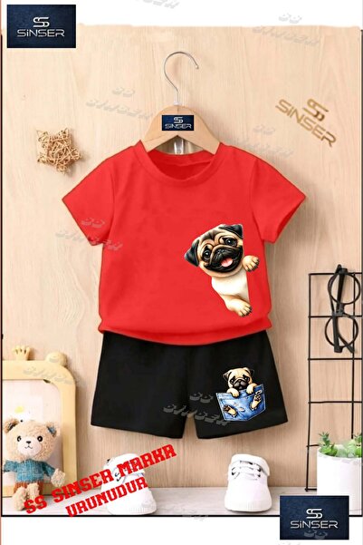 SS SİNSER Παιδικό UNISEX T-shirt με ειδική στάμπα "DOG PUG ON THE SIDE HALF" ...
