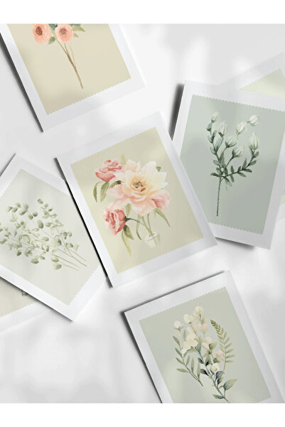 Henno Vazo Ve Bidon Çiçek İllüstrasyonları – 35’li Pul Sticker Seti | Scrapb...