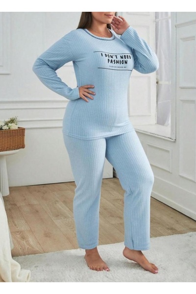 GÜLÇİNCE %100 Pamuk Kışlık Büyük Beden İnterlok Pijama Takımı XL