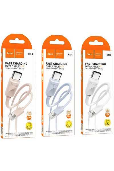 REDz Accessories Cablu de date Hoco X114, USB la Type-C, compatibil cu iPhone 15/16 și Android, rapid 3A, albastru