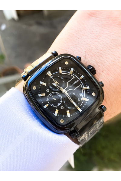 Chaperone Erkek kol saati su geçirmez çelik kordon siyah renk