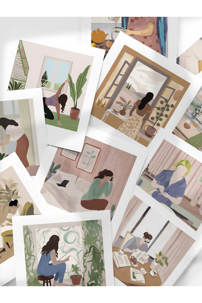 Henno Kadın Günlük Yaşam Temalı 25’li Pul Sticker Seti| Scrapbook & Bullet Jo...