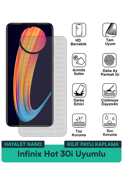 Milat Tech حافظة Infinix Hot 30i Hayalet Nano متوافقة مع طبقة حماية الشاشة مق...