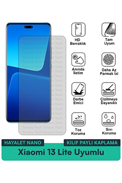 Milat Tech حافظة Xiaomi 13 Lite Hayalet Nano متوافقة مع طبقة حماية الشاشة تحم...