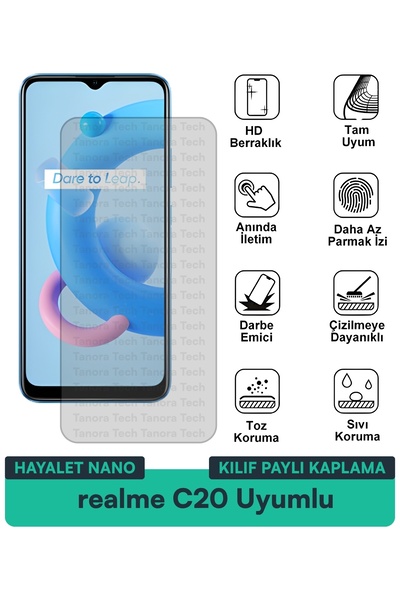 Milat Tech فيلم حماية للشاشة متوافق مع حافظة Realme C20 Ghost Nano مقاوم للخد...