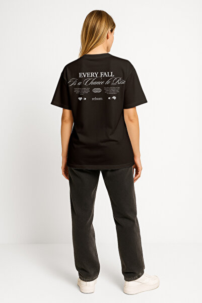 Unisex %100 Pamuk Reborn Baskılı Oversize T-shirt