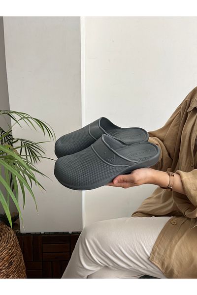 Behtah Kundura شبشب أمامي مغلق وغير قابل للانزلاق ومرن وناعم للشرفة والحمام والحديقة والمرحاض