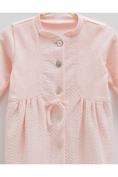 Caramell 100% Cotton Baby Girl Jumpsuit with Front Buttons and Booties – 0-6 Months
