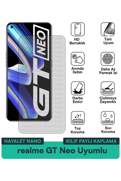 Milat Tech غطاء حماية شاشة متوافق مع هاتف realme GT Neo Ghost Nano مقاوم للخد...