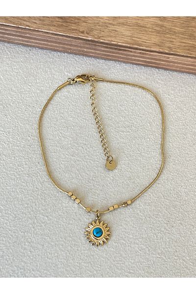 Rupen Kraft 316 L Surgical Steel Turquoise Stone Sun Model Stainless Steel Anklet