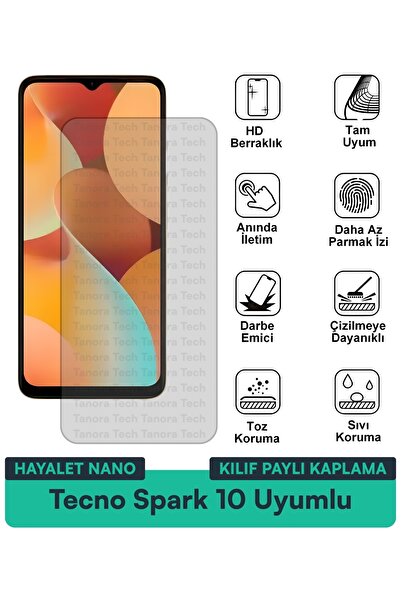 Milat Tech غطاء حماية شاشة متوافق مع هاتف Tecno Spark 10 Ghost Nano مقاوم للخ...