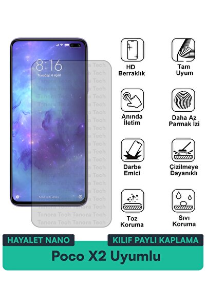 Milat Tech حافظة Poco X2 Ghost Nano المتوافقة مع طبقة حماية الشاشة تحمي الشاشة