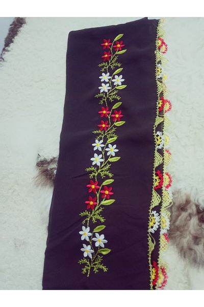 hoaryage Handmade Embroidery Embroidered Needle Embroidered Prayer Cover Dowry Holder Mevlit Hijab Crepe Fabric 145X75 cm