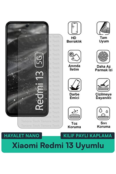 Milat Tech حافظة Xiaomi Redmi 13 Hayalet Nano متوافقة مع طبقة حماية الشاشة تح...