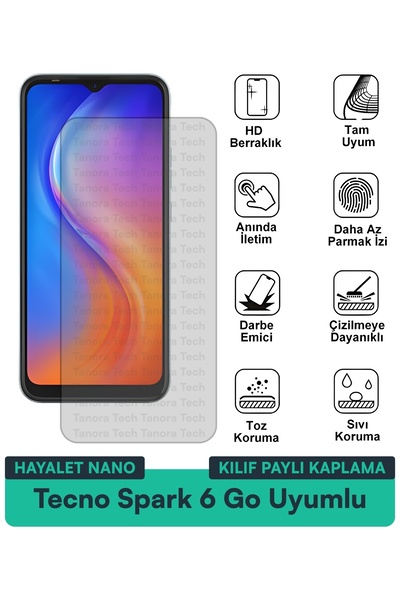 Milat Tech حافظة Tecno Spark 6 Go Hayalet Nano متوافقة مع طبقة حماية الشاشة، ...