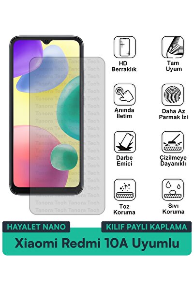 Milat Tech غطاء حماية شاشة متوافق مع هاتف Xiaomi Redmi 10A Hayalet Nano مقاوم...