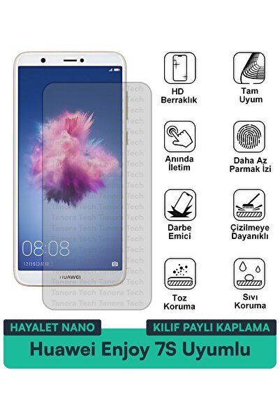 Milat Tech غطاء حماية شاشة متوافق مع هاتف Huawei Enjoy 7S Hayalet Nano مقاوم ...