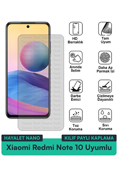 Milat Tech حافظة Xiaomi Redmi Note 10 Hayalet Nano متوافقة مع طبقة حماية الشا...
