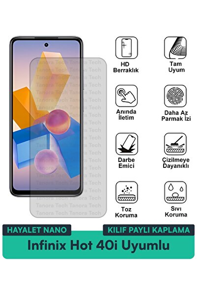 Milat Tech حافظة Infinix Hot 40i Hayalet Nano متوافقة مع طبقة حماية الشاشة تح...