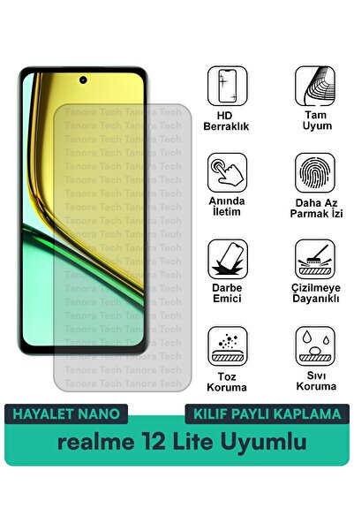 Milat Tech حافظة Realme 12 Lite Hayalet Nano متوافقة مع طبقة حماية الشاشة، هي...