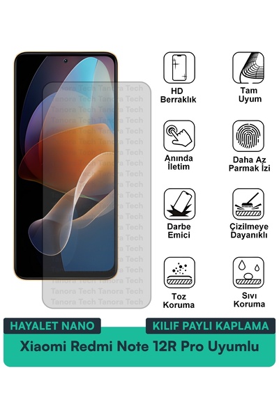 Milat Tech حافظة Xiaomi Redmi Note 12R Pro Hayalet Nano متوافقة مع طبقة حماية...