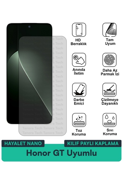 Milat Tech غطاء حماية Honor GT Hayalet Nano متوافق مع طبقة حماية الشاشة مقاوم...