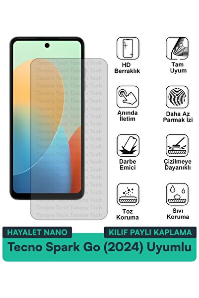 Milat Tech غطاء حماية شاشة متوافق مع هاتف Tecno Spark Go (2024) Hayalet Nano ...